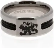 Chelsea FC Black Inlay Ring (UK Size: Large) (Silver)
