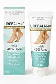 UREBALM40 Ultra Moisturising Foot Cream – 40% Urea Formula with Aloe Vera & Tea Tree – Podiatrist Formula for Cracked Heels, Dry Feet, Rough Skin & Calloused Heels – 100g Tube