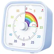 60 Minute Visual with Protective Case, Rainbow Disk , Silent Countdown Time Management Tool Light Blue