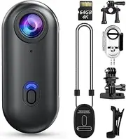 Nexshots Camera, Nexshot Wearable Necklace 4K Thumb Action Camera with Spring Clip, Mini Body Camera, Helmet Cam for POV Recording, Portable Vlogging, Cycling, Motorcycle, Travel(64GB,4K)