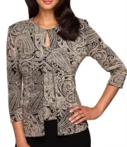 Alex Evenings printed slinky twinset with glitter detail size S
