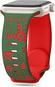 [Ocaer] Christmas Band Compatible with Apple Watch 46mm 45mm 44mm 42mm 41mm 40mm 49mm 38mm, Soft Silicone Holiday iWatch Band Watch for Apple Watch Series 10 9 SE 8 7 6 5 4 3 2 1, Cute Xmas Strap