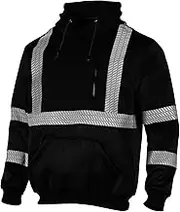 Vendace Hi Vis Safety Reflective Sweatshirt for Men ANSI Class 3 High Visibility Fleece 1/4 Zipper Jacket No Hood