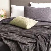 Renee Taylor Plush 380 GSM Ultra Soft Velvet Blanket Graphite