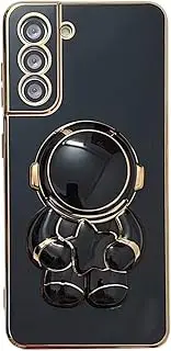 CrazyLemon for Samsung A51 Case Silicone Cute Fun Astronaut Design Galaxy A51 Phone Case Cover with Stand Thin Slim Plating Soft TPU Shockproof Bumper Camera Cover Full Protection for Men Boys - Black