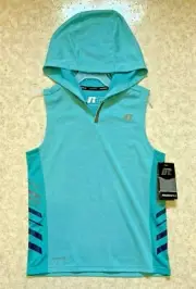 Russell Size 10/12 Aqua Dri-Power Reflective Sleeveless Pullover Hoodie Unisex