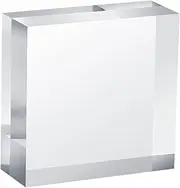Clear Acrylic Display Block， 100 X 100mm Clear Pedestal Stand Riser Solid Base Strong Hardness Smooth Surface for Store Gallery Souvenirs Trophies(100 x 100 x 20mm)