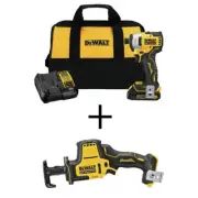 DEWALT Impact Driver 1/4" 20V MAX Brushless w/ Reciprocating Saw+Carrying Bag