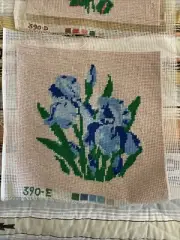 Vintage Boho Embroidery Work Blue Irises