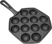 gernie Takoyaki Pan, 12 Grid Cast Iron Takoyaki Grill Pan Non Stick Takoyaki Maker Pan Easy to Clean Octopus Meatballs Ebelskiver Pan Durable Appam Baking Tray for Octopus Ball, gerniequge0ntf7b
