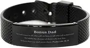 [Generic] Black Shark Mesh Bracelet Dad Gifts - Hope, Inspiration for Birthday, Christmas, Veterans Day - Engraved Psalm 145: 18-19 - Unique Jewelry for Stepdad, Father Figure, Small, Silver Plated Zinc, Cubic