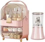 SFCOEABR Makeup Organizer Countertop, Make Up Organizers for Vanity & Skincare Organizers Makeup Brush Holder Bathroom Counter Teen Girl Gifts Trendy Stuff for Vanity/Dresser (Pink)