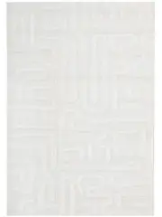Seda White Abstract Lines Maze Rug