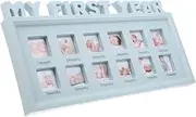 Vaguelly Shower Decor Newborn 12 Month Photo Frame Present Sturdy Stable Blue Growth Record