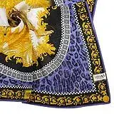 在飛比找遠傳friDay購物優惠-VERSACE 古典藝術猛獅豹紋領帕巾-紫