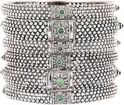 [Efulgenz] Boho Tribal Antique Oxidized Indian Jewelry Bracelet Bangle Set for Women Girls