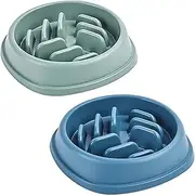 XBOGO Slow Feeder Dog Bowls 2 Pack, Anti-Slip Slow Eating Dog Bowl, Maze Dog Food Bowl, Anti-Choking Puzzle Feeder Dog Bowl, Slow Feeder Bowl for Dogs & Cats, All Breeds Pets (Green&Blue)