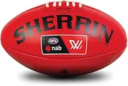 Sherrin AFLW Replica Training Leather Football, Red, Size 4