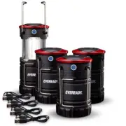 Eveready LED Camping Lanterns (4-Pack), Hybrid Power Rechargeable Collapsible La