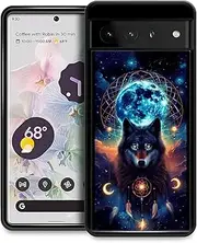 [Goodsprout] Compatible with Google Pixel 7 Pro Case,Blue Moon Wolf Dreamcatcher Starry Night Amazing Pattern Design Shockproof Anti-Scratch Hard PC Back Case for Google Pixel 7 Pro