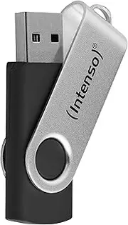 Intenso Office Line USB Stick 32 GB, Super Speed USB-A 3.2 Memory Stick with up to 70 MB/s, Robust Plastic Metal Housing, Silver/Black