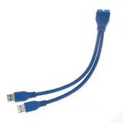 JSER Dual Port USB 3.0 a Male to 20 Pin Male Motherboard Extension Cable Adapter