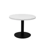 New Rapidline Coffee Table Black Base Melamine 600mm Round Top White CCT6 WS