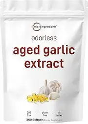 Micro Ingredients Odorless Garlic 7500mg Per Servings, 300 Softgels | 2 Years Aged Garlic Extract, Grown Allium Sativum Bulb | Potent Antioxidant Supplement, Immune Support, and Heart Health