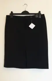 Dorothy Perkins Short Black Pencil Skirt with Front Split - Size 14 - NEW!