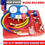 R134a A/C Manifold Gauge & Hose & Adapter Air Conditioning Manifold Charge Tools
