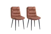 Design Square Set Of 2 Modern Dining Side Chair PU Leather Kitchen Caramel