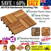 30 PCS Hardwood Decking Tiles Outdoor Garden Wookway Balcony Interlocking Tile