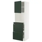 METOD / MAXIMERA hi cab f micro combi w door/3 drwrs, white/Havstorp deep green, 60x60x200 cm