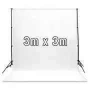 White 3m x 3m Cotton Muslin Studio Photography Video Backdrop