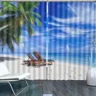Beach Chair Seaside 3D Curtain Blockout Photo Printing Curtains Drape Fabric