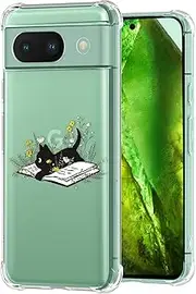 [Buleens] for Google Pixel 8A Case 6.1" - Clear Flexible TPU Women Cute Girls Protection Phone Cover Slim Fit Shockproof Funny Girly Unique Aesthetic Cartoon Design Pattern for Pixel 8A Phone Case, Cats