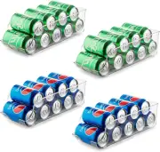 4 Pack Clear Soda Can Organizer Dispenser for Refrigerator - Space Saving Fridge