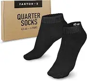 [FAKTOR - 2] Men's Socks 43-46 Also for Women, Quarter Trainer Socks Made of Cotton, 6 Pairs, Breathable, Extra Stretch, Premium