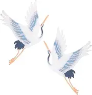 KONTONTY 2pcs Crane Shape Sew Patch Small DIY Repairing Patch for Clothing Jackets Bags Decorative Embroidered Applique for Crafting and Mending