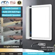 Wall Hung Touch Defog Bluetooth Bathroom Vanity Mirror Crystal LED Light PICK UP