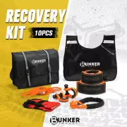 Bunker Indust 4x4 Recovery Kit 4WD Straps Hitch Receiver Winch Dampener 10PCs