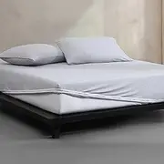 Calvin Klein - King Bed Sheets, Cotton Melange Jersey Bedding Set with Deep Pockets, Super Soft & Cozy Bedding Essentials (Modern Cotton Grey/Blue, King)