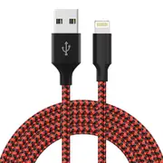 Catzon 1M 2M 3M Several Packs iPhone Cable Phone Charger Nylon Braided Fast Charger Cable USB Cord -Black Red