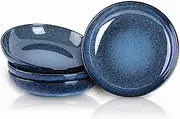 vicrays Large Salad Pasta Serving Bowls Ceramic Wide Shallow Bowls Set 47 Ounces Big Dinner Plates Bowls Porcelain 10 Inch Low Flat Design Blue Soup Bowl Microwave Dishwasher Safe