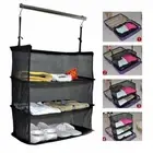 3 Layer Portable Travel Storage Bag Hook Hanging Organizer Wardrobe Clothes Rack