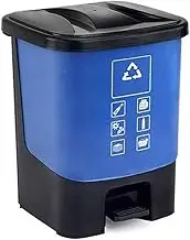 Outdoor Trash Can Pedal-Type Trash Can with Lid Household Outdoor Garbage Sorting Box 20L Bathroom Trash Can Recycling dustbin(Blu)