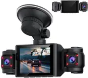 FOHOA 3 CH Dash Cam 1080P 2.4" Dash Cam Front Rear Inside Loop Recording