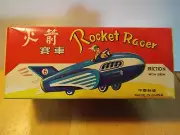 Vintage Friction Rocket Racer Tin Metal Toy Spaceship China 70s-80s litho MF735