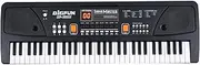 Domary 61 Keys USB Electronic Organ Kids Electric Piano with Microphone Black Digital Music Electronic Keyboard with LED Display Built-in Stereo Speakers