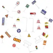 UPKOCH 28pcs Set Traffic Sign Model Road Signs for Road Traffic Light Lamp Mini Cone Mini Cones Plastic